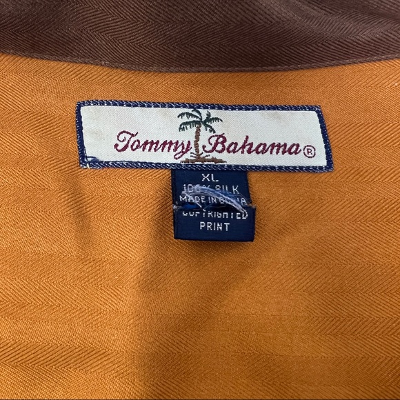 Tommy Bahama Mens XL Brown Palm Tree 100% Silk Short Sleeve Hawaiian Shirt - Picture 5 of 5